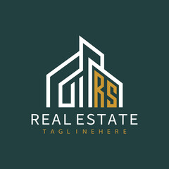 Fototapeta premium initial monogram logo for real estate with building shape creative design 