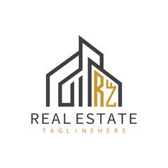 Fototapeta premium initial monogram logo for real estate with building shape creative design 