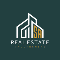 Obraz premium initial monogram logo for real estate with building shape creative design 