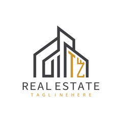 Fototapeta premium initial monogram logo for real estate with building shape creative design 