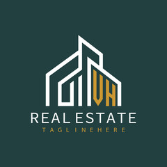 Fototapeta premium initial monogram logo for real estate with building shape creative design 