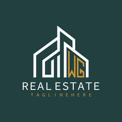 initial monogram logo for real estate with building shape creative design