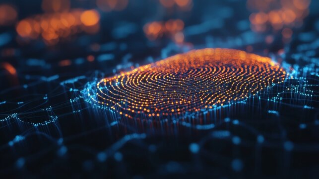 Digital Fingerprint, Data Security, Abstract Background, Cybersecurity Concept