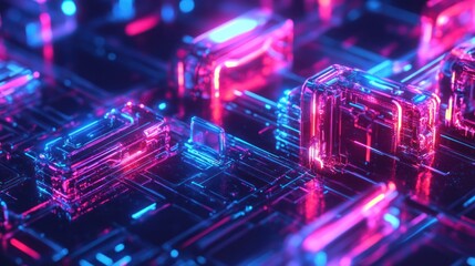 Fototapeta premium Abstract Neon Circuitry