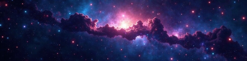 Dark nebula with scattered stars and galaxies in the vastness of space, void, cosmos, mysterious