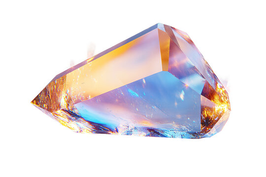 Beautiful crystal prism on transparent background, premium optical element ideal for light spectrum studies, scientific illustration and decorative design