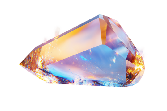 Beautiful crystal prism on transparent background, premium optical element ideal for light spectrum studies, scientific illustration and decorative design