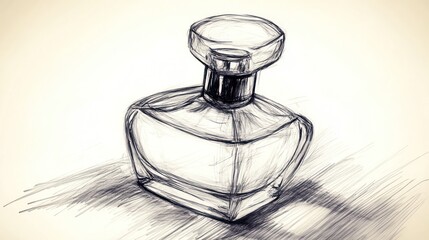 Sketch of perfume bottle on a surface