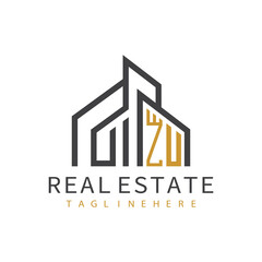 Fototapeta premium initial monogram logo for real estate with building shape creative design