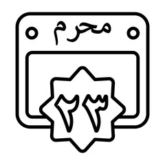 23 Muharram Outline Style Icon