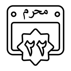 22 Muharram Outline Style Icon