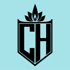 CH Logo with Elegant Crown Symbol and Shield