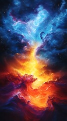 Fototapeta premium Creation Swirls Within Solar Tempest Reflecting Energy Conscious Universe Flow Illustration