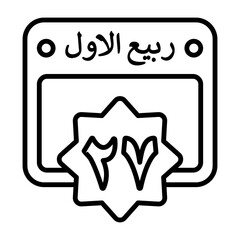 27 Rabi' al-Awwal Outline Style Icon