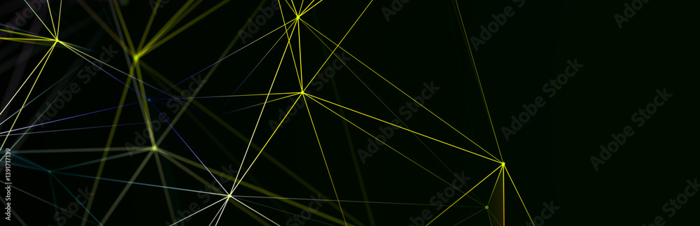 Poster abstract polygonal space with dots and lines. connection science background. triangular business wal