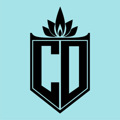 CO Logo with Elegant Crown Symbol and Shield