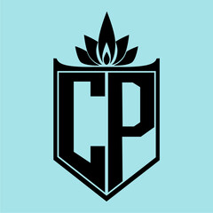 CP Logo with Elegant Crown Symbol and Shield