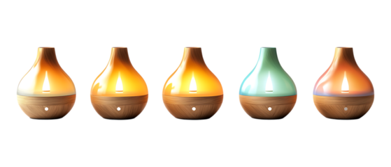 Pack of Compact Travel-Sized Essential Oil Diffuser set Against Transparent Background for Wellness Branding, Product Packaging, or Aromatherapy Promotions