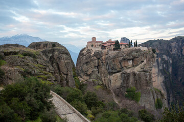Monasteries of Meteora Built into Dramatic Rock Formations, Greece