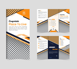 Corporate real estate and home apartment trifold brochure template design,  Modern real estate trifold brochure design