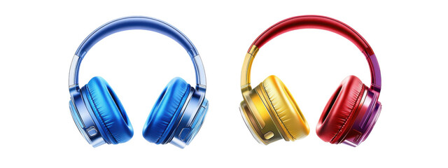 headphones: blue and red-gold isolated on white background