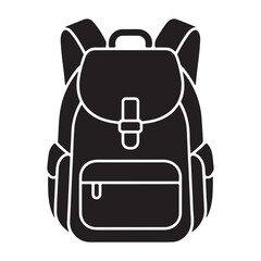 Backpack black vector silhouettes on white background