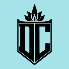 DC Logo with Elegant Crown Symbol and Shield