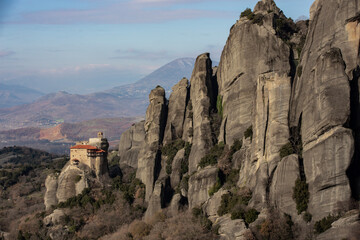 Monasteries of Meteora Built into Dramatic Rock Formations, Greece