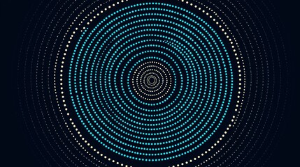 Abstract Concentric Circles Pattern in Teal Gold and Dark Blue