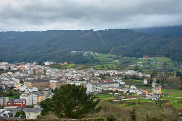 Naklejka premium Mondoñedo, Galicia, Spain, a comprehensive view from the heights of Pazo de San Isidro