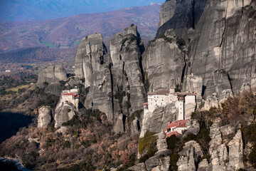 Monasteries of Meteora Built into Dramatic Rock Formations, Greece