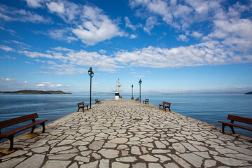 Peaceful Seaside Promenade in Greece