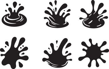 Chocolate Splash Silhouette Vector Illustration Set