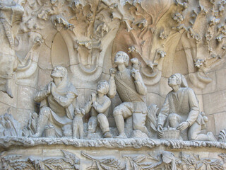 Architecture Stone Sculpture Bas Relief, representing the birth of Jesus