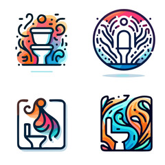 Colorful toilet icons with abstract designs.  Restroom symbol 