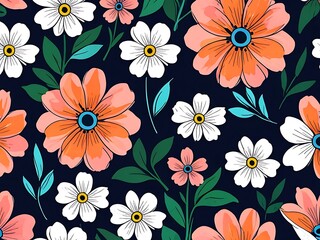 Seamless Watercolor Flower Pattern background