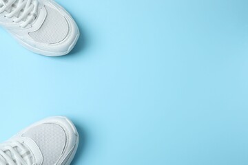 White sneakers on a blue background