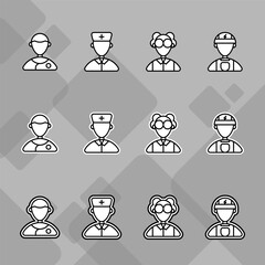 People avatar icons set profession job labor day flat white line illustration gray background Profile Picture, Display Picture,User Image,Profile Image,Profile Photo,