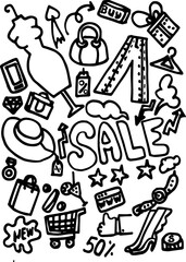 hand drawn vector  sale illustration set