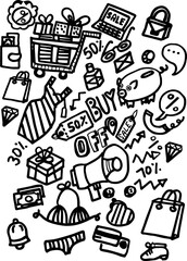 hand drawn vector  sale illustration set