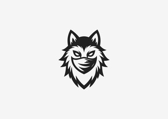 Ninja wolf logo with mask and stealthy design