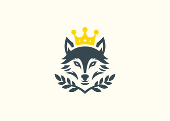 Wolf with crown logo showing noble strength
