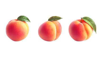 Pack of Peach Set Against Transparent Background for Fruit, Culinary, or Summer Design Projects