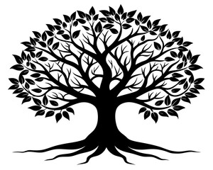 Obraz premium Tree of Life Silhouette Vector & Sacred Symbol SVG
