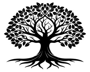 Obraz premium Tree of Life Silhouette Vector & Sacred Symbol SVG