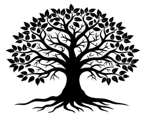 Fototapeta premium Tree of Life Silhouette Vector & Sacred Symbol SVG