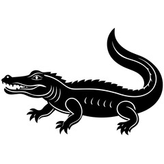 Alligator Silhouette Line Art Vector Illustration