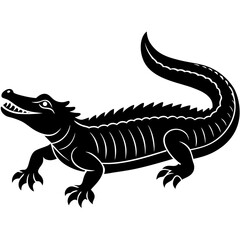 Alligator Silhouette Line Art Vector Illustration