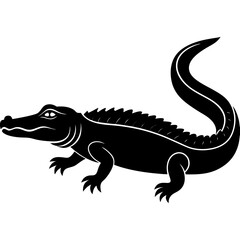 Alligator Silhouette Line Art Vector Illustration