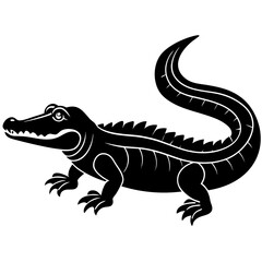 Alligator Silhouette Line Art Vector Illustration